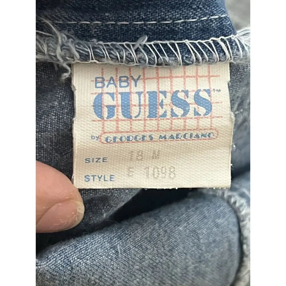 Vtg 90s Baby Guess Shortalls Overalls Denim 18m Y2K Kids Nostalgia
